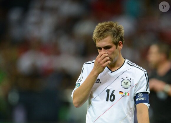 Philipp Lahm durant la demi-finale de l'Euro 2012 perdue par l'Allemagne face à l'Italie, le 28 juin 2012 à Varsovie, en Pologne