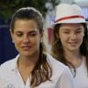 Charlotte Casiraghi sous le regard de sa soeur, la princesse Alexandra de Hanovre, au Pro-Am Cup de Monaco, prestigieuse épreuve du Jumping de Monaco sponsorisée par Jaeger LeCoultre, le 29 juin 2012.