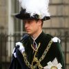 Le prince William dans son habit de chevalier de l'ordre du Chardon. En présence de Kate Middleton, le prince William (tous deux connus sous le titre de comte et comtesse de Strathearn en Ecosse) a été fait le 5 juillet 2012 chevalier de l'ordre du Chardon en la cathédrale Saint Gilles d'Edimbourg, comme décidé par Elizabeth II au mois de mai en cadeau pour les 30 ans de son petit-fils.