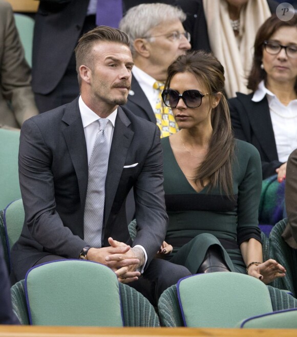David et Victoria Beckham ont assisté ensemble à la finale de Wimbledon depuis la loge royale, dimanche 8 juillet 2012, encourageant l'Ecossais Andy Murray. En vain...