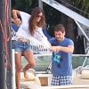 Iker Casillas et Sara Carbonero profitent de la douceur de Miami avec une petite promenade en bateau le 11 juillet 2012