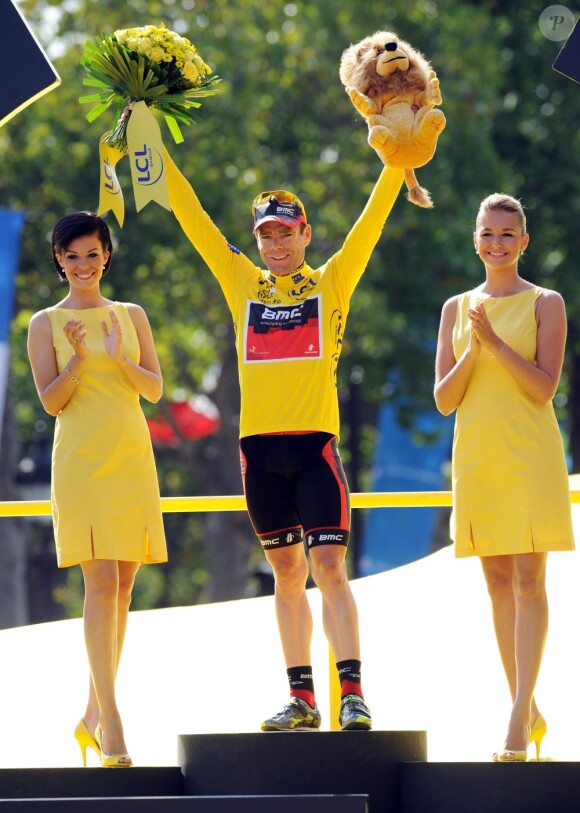 Cadel Evans en jaune sur le Tour de France 2011, année de son triomphe.