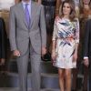 Le prince Felipe et la princesse Letizia d'Espagne, en l'absence du roi Juan Carlos Ier (en visite en Russie), assuraient le 18 juillet 2012 les audiences au palais royal de la Zarzuela.