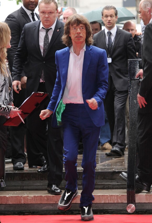 Mick Jagger à l'inauguration de l'exposition Rolling Stones à la Somerset House, Londres, le 12 juillet 2012.