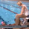  Monaco Info , le journal du 19 juillet 2012 : la princesse Charlene à la piscine du Stade Louis II auprès des nageurs olympiques sud-africains, le prince Albert évoque la vente d'une partie de la collection de voitures historiques de Rainier III.