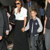 Victoria Beckham de retour à la gare du Nord pour regagner Londres accompagnée de son fils Romeo. Paris, le  23 juillet 2012