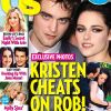 Kristen Stewart et Robert Pattinson en couverture de US Weekly, qui révèle, photo à l'appui en médaillon, la liaison de la comédienne américaine avec le réalisateur Rupert Sanders.