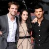 Kristen Stewart, Robert Pattinson et Taylor Lautner en novembre 2011 à Los Angeles.