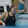 Camille Muffat heureuse d'avoir obtenu la médaille d'argent lors du 200 m nage libre le 31 juillet 2012 au Jeux olympiques de Londres