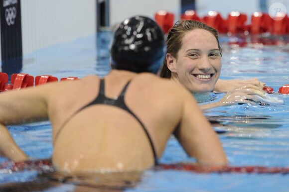 Camille Muffat peut sourire, elle décroche la médaille d'argent lors du 200 m nage libre le 31 juillet 2012 au Jeux olympiques de Londres