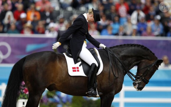 La princesse Nathalie de Sayn-Wittgenstein-Berleburg sur Digby lors du Grand Prix Spécial du concours de dressage des Jeux olympiques, le 7 août 2012 à Greenwich Park.