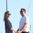 Lara Stone et David Walliams, amoureux, prennent du bon temps sur un yacht à Saint-Tropez le 8 août 2012