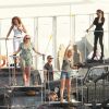 Les Spice Girls répètent en vue de leur show lors de la cérémonie de clôture des JO 2012 de Londres, le 9 août à Londres.