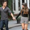 Lea Michele et son partenaire Dean Geyer sur le tournage de la série Glee, le 11 août 2012 à New York. Y a de l'amour dans l'air !