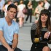 Lea Michele et son partenaire Dean Geyer sur le tournage de la série Glee, le 11 août 2012 à New York