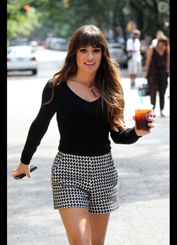 Lea Michele sur le tournage de Glee, le 11 août 2011 à New York