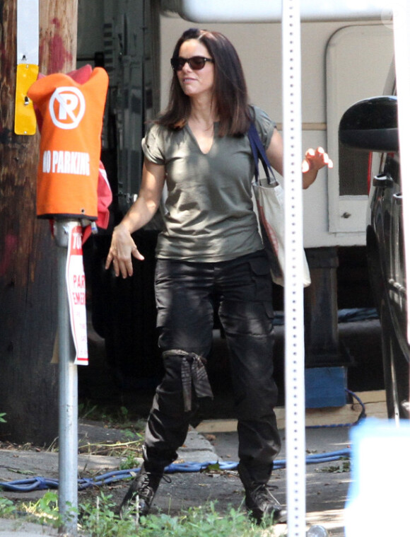 Sandra Bullock sur le tournage du film The Heat, à Cambridge, le lundi 13 août 2012.