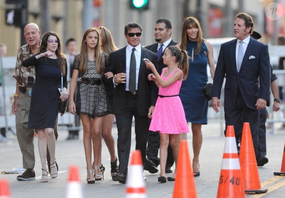 Sylvester Stallone en famille à la première de The Expendables 2 à Los Angeles le 15 août 2012