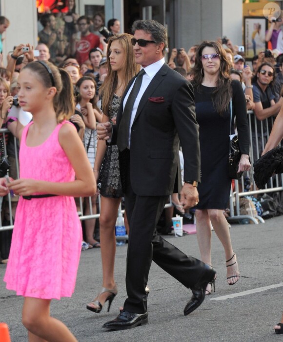 Sylvester Stallone en famille à la première de The Expendables 2 à Los Angeles le 15 août 2012