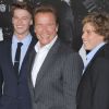 Arnold Schwarzenegger et ses fils à la première de The Expendables 2 à Los Angeles le 15 août 2012
