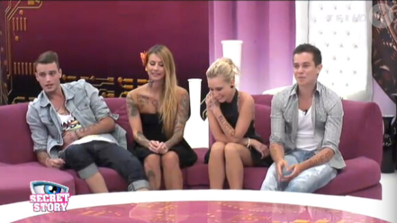Julien, Fanny, Virginie et Sacha dans l'hebdo de Secret Story 6 le vendredi 17 août 2012 sur TF1