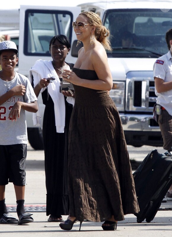 Mariah Carey souriante sur le tournage de The Butler à la Nouvelle-Orléans, le 20 août 2012.
