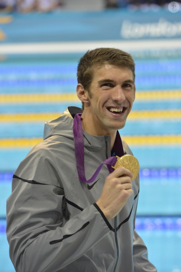 Michael Phelps après avoir décroché le 100 m papillon à Londres le 3 août 2012