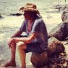 Johnny Hallyday au bord de la mer, en vacances à St-Barth en août 2012