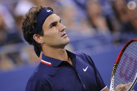 Roger Federer le 27 août 2012 lors de sa victoire au premier tour de l'US Open à New York