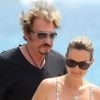 Johnny Hallyday et Laeticia à Saint-Tropez le 20 juillet 2012.