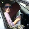 Drew Barrymore dans sa voiture à la sortie de son cours de yoga, le 30 août 2012.