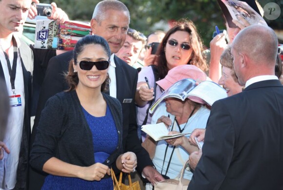 Salma Hayek, son mari François-Henri Pinault et leur fille Valentina à Deauville le 7 septembre 2012