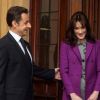 Carla Bruni et Nicolas Sarkozy en visite officielle auprès de la reine Elizabeth II et du duc d'Edimbourg à Londres, le 27 mars 2008.