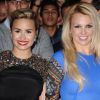 Demi Lovato et Britney Spears lors du lancement de la deuxième saison de X Factor à Hollywood, le 11 septembre 2012
