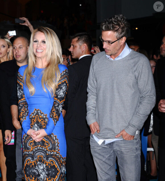 Britney Spears jamais sans son Jason Trawick lors du lancement de la deuxième saison de X Factor à Hollywood, le 11 septembre 2012