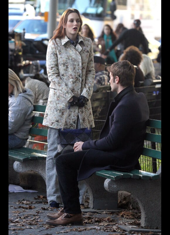 Leighton Meester et Chace Crawford sur le tournage de Gossip Girl, le 24 septembre à New York