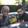 Nikola Karabatic lors de son interpellation au stade Pierre-de-Coubertin à Paris le 30 septembre 2012 après le match de Montpellier face au PSG Handball