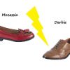 Mocassin VS derbie, le match de shoes.