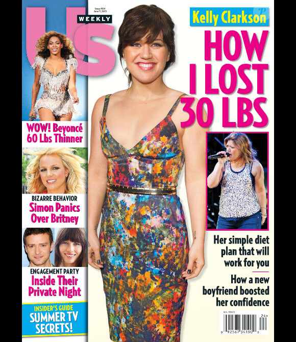 Kelly Clarkson en couverture de Us Weekly en juin 2012 semblait fière d'avoir perdu 14 kilos.