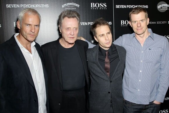 Martin McDonagh, Christopher Walken, Sam Rockwell et Graham Broadbent lors de l'avant-première du film Seven Psychopaths à New York le 10 octobre 2012
