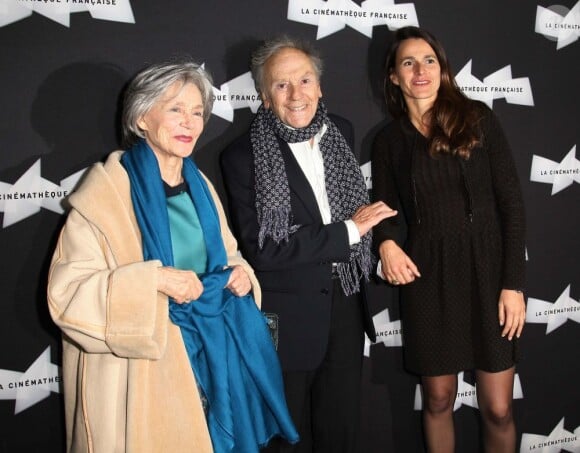 Emmanuelle Riva, Jean-Louis Trintignant et la ministre de la Culture Aurélie Filippetti lors de la projection du film Amour à la Cinémathèque française à Paris le 15 octobre 2012