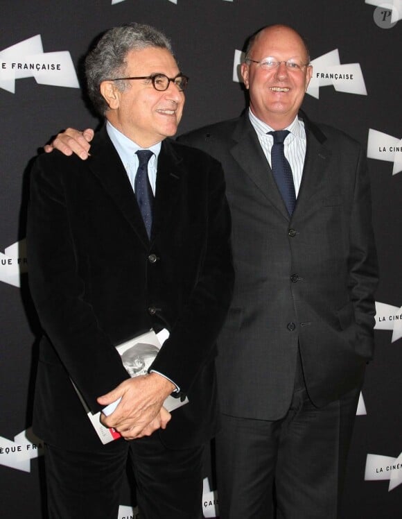 Serge Toubiana et Rémy Pflimlin lors de la projection du film Amour à la Cinémathèque française à Paris le 15 octobre 2012