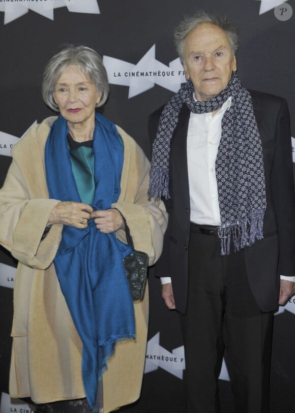 Jean-Louis Trintignant et Emmanuelle Riva lors de la projection du film Amour à la Cinémathèque française à Paris le 15 octobre 2012