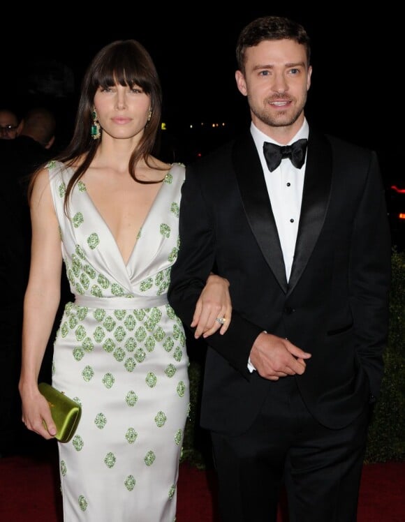 Jessica Biel and Justin Timberlake lors du bal du Costume Institute à New York, le 7 mai 2012.