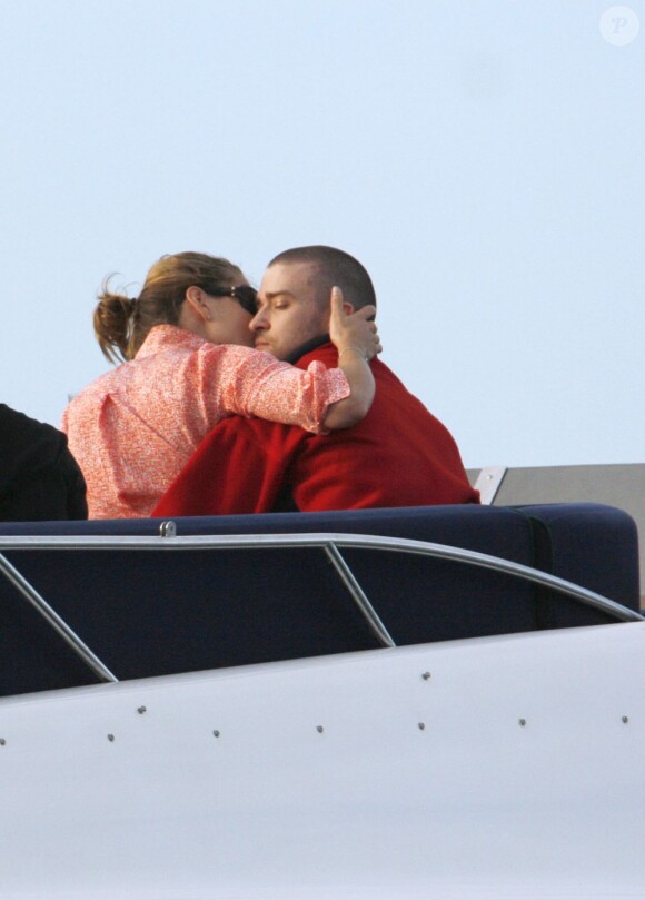 Exclusif - Jessica Biel et Justin Timberlake lors d'une balade sur un Yacht à Oslo en juin 2007.