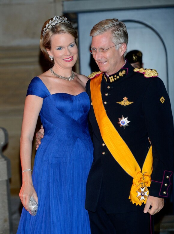Le prince Philippe et la princesse Mathilde de Belgique - Arrivée des invités au dîner de gala organisé au Palais Grand-Ducal, à l'occasion du mariage du prince Guillaume de Luxembourg et la comtesse Stéphanie de Lannoy à Luxembourg, le 19 octobre 2012.