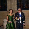 Le prince Laurent et la princesse Claire de Belgique - Arrivée des invités au dîner de gala organisé au Palais Grand-Ducal, à l'occasion du mariage du prince Guillaume de Luxembourg et la comtesse Stéphanie de Lannoy à Luxembourg, le 19 octobre 2012.