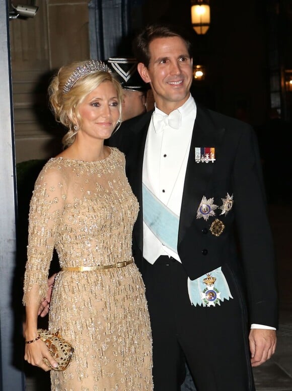 Le diadoque Pávlos et la princesse Marie-Chantal de Grèce - Arrivée des invités au dîner de gala organisé au Palais Grand-Ducal, à l'occasion du mariage du prince Guillaume de Luxembourg et la comtesse Stéphanie de Lannoy à Luxembourg, le 19 octobre 2012.
