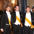Les frères du marié, les princes Louis, Sébastien et Felix de Luxembourg - Arrivée des invités au dîner de gala organisé au Palais Grand-Ducal, à l'occasion du mariage du prince Guillaume de Luxembourg et la comtesse Stéphanie de Lannoy à Luxembourg, le 19 octobre 2012.