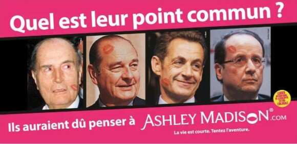 La publicité du site de rencontres extraconjugales AshleyMadison.com lancée en France le 22 octobre 2012.